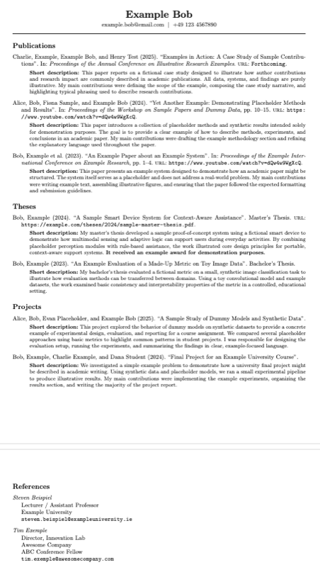 Publication List preview