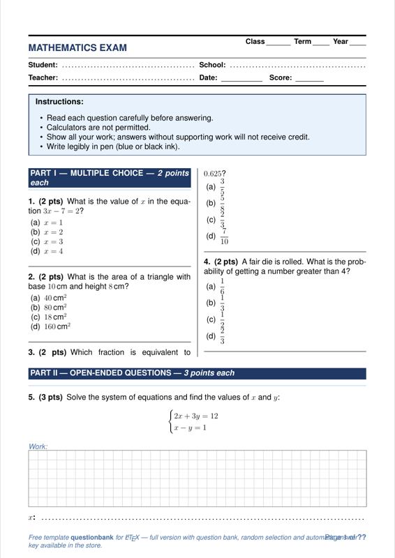 Questionbank preview