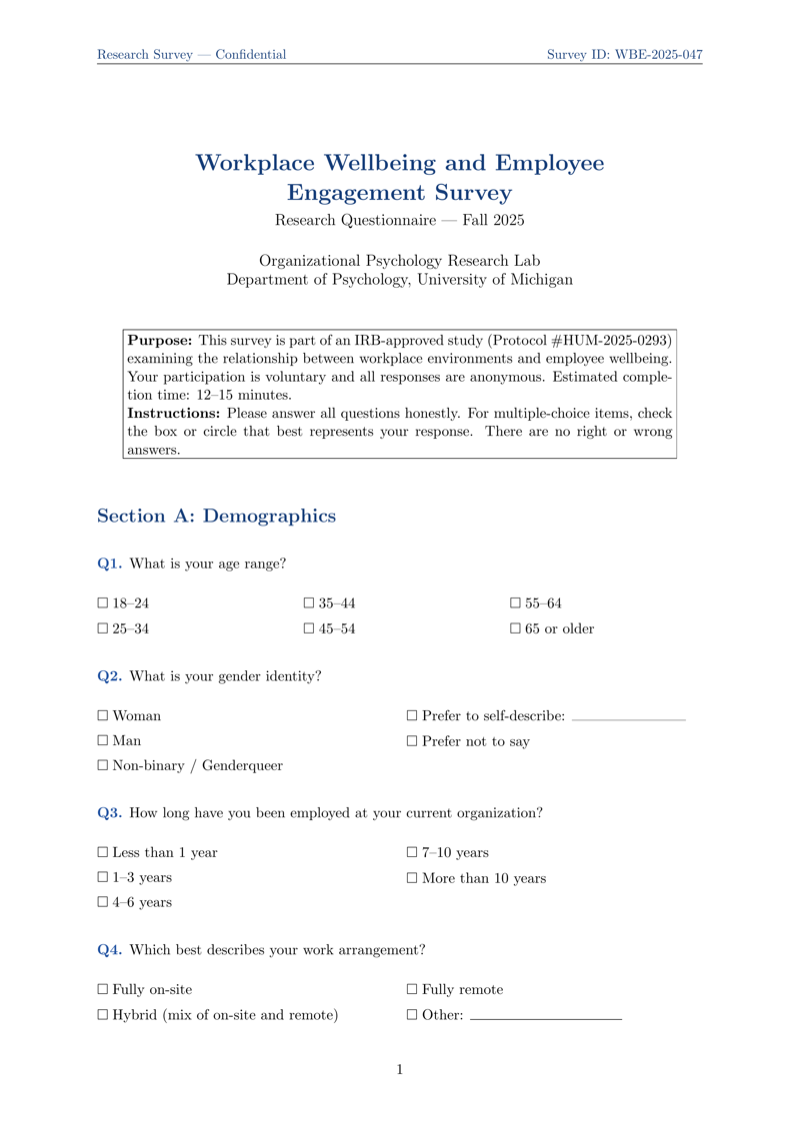 Questionnaire preview