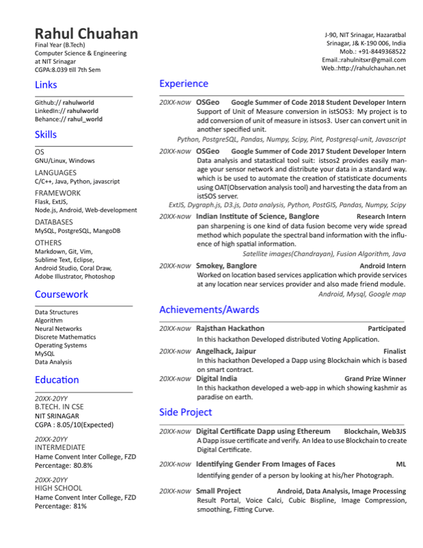 Rahulworld Resume preview