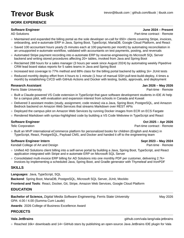 Resume preview