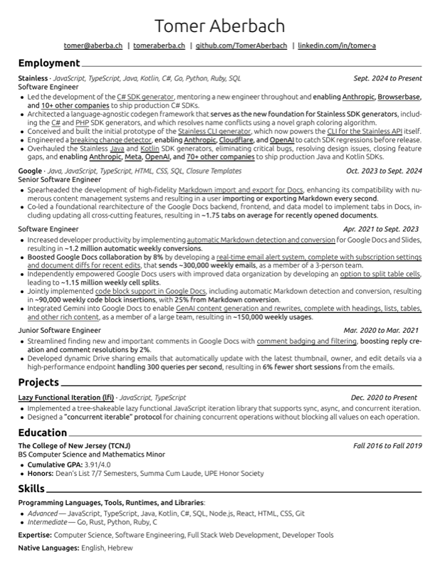 Resume preview