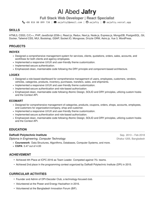 Resume preview