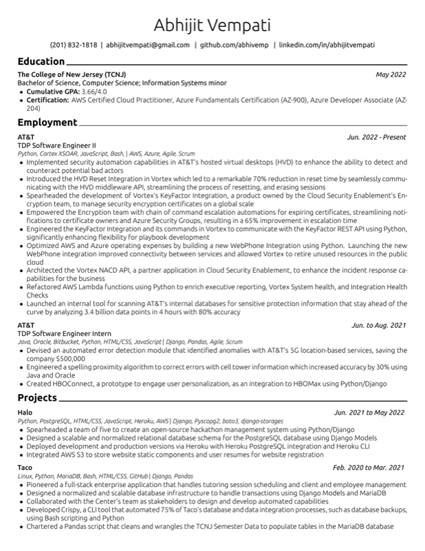 Resume preview