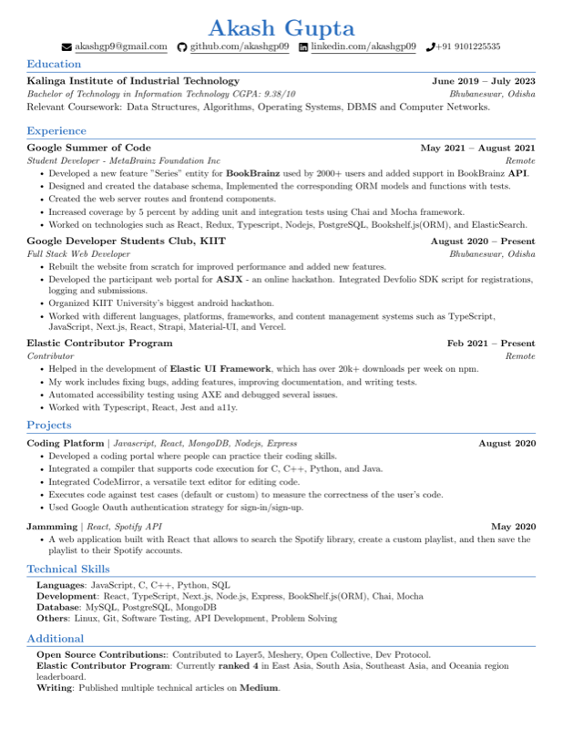 Resume preview