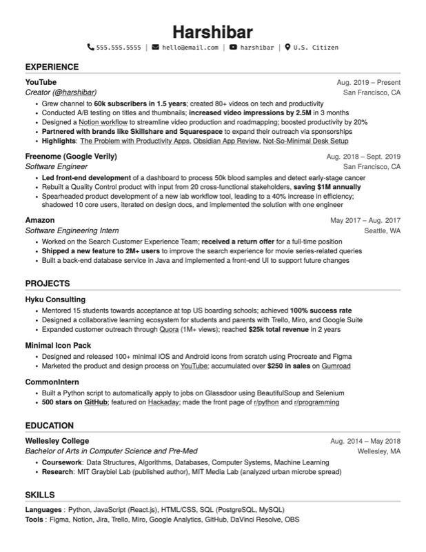 Resume preview