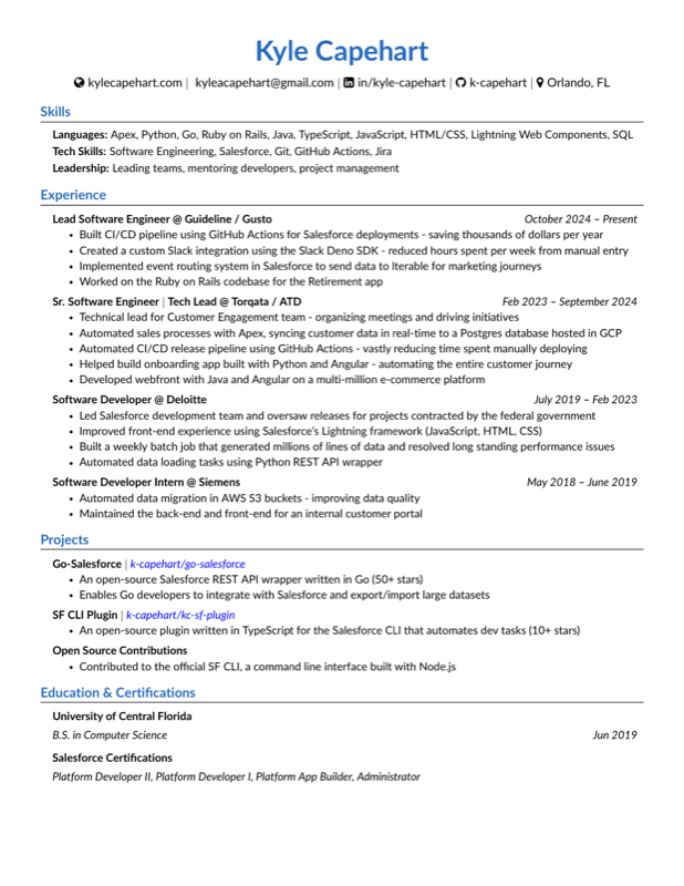 Resume preview