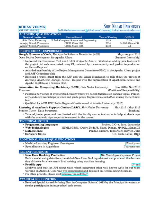 Resume preview