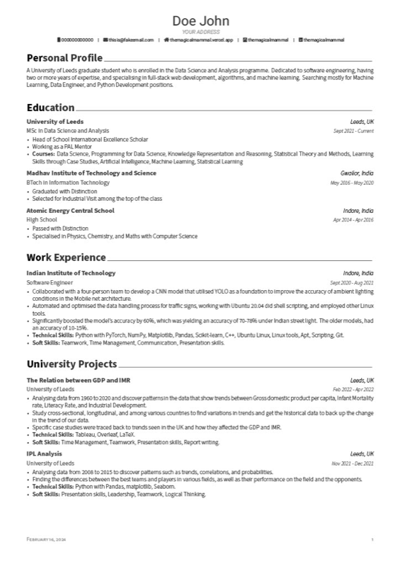 Resume preview