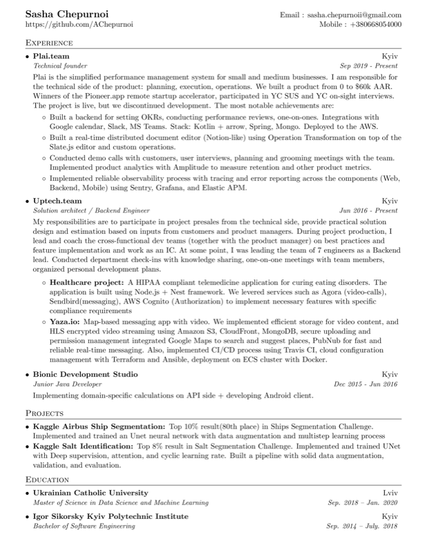 Resume preview