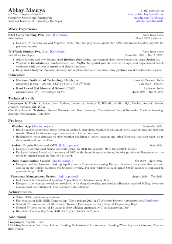 Resume preview