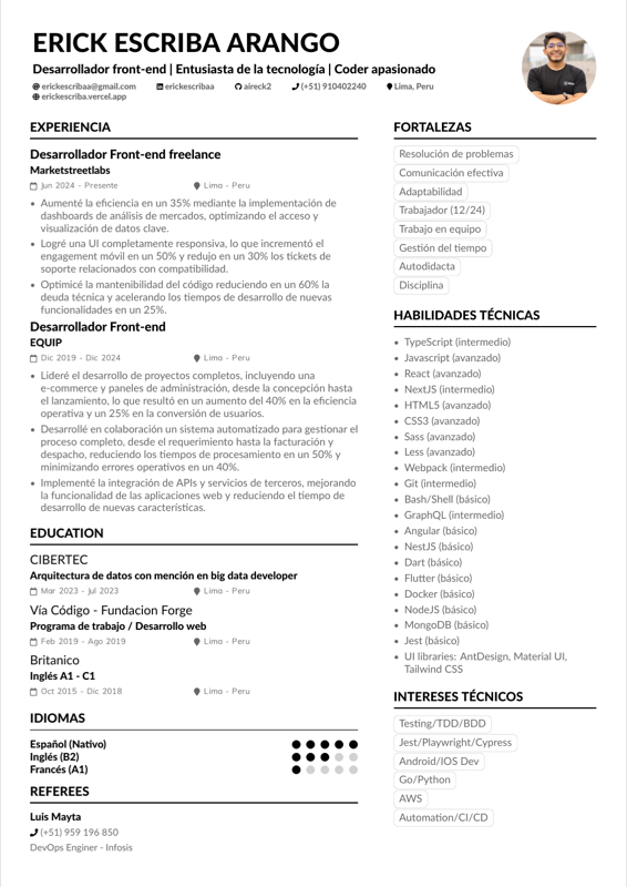 Resume preview