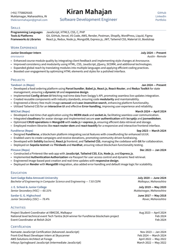 Resume preview