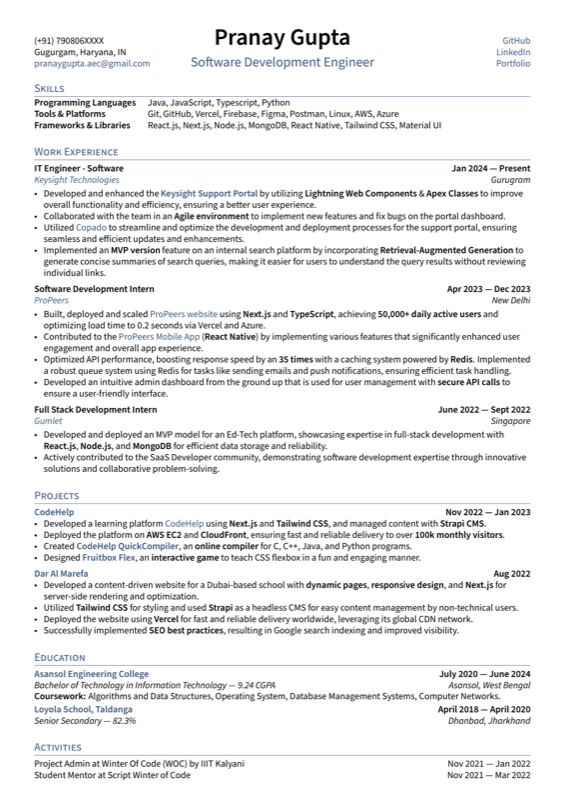 Resume preview