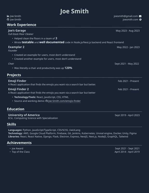 Resume preview