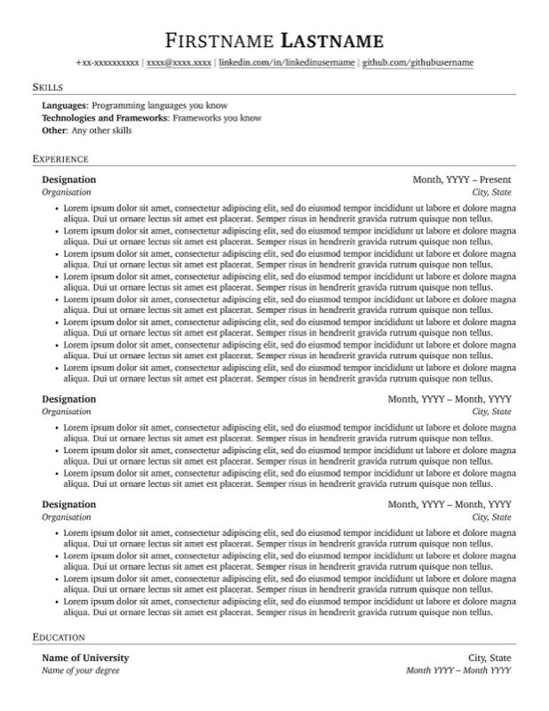 Resume preview