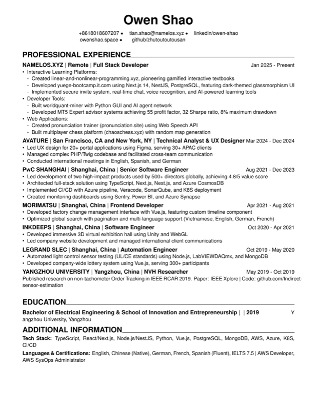 Resume preview