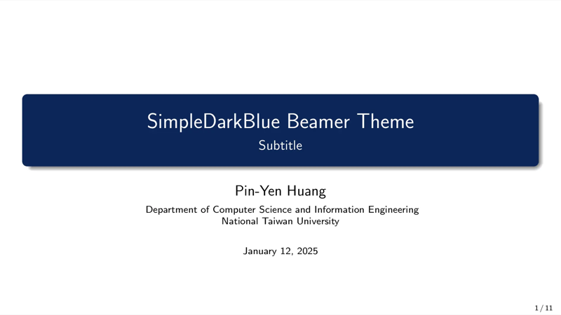 SimpleDarkBlue BeamerTheme preview