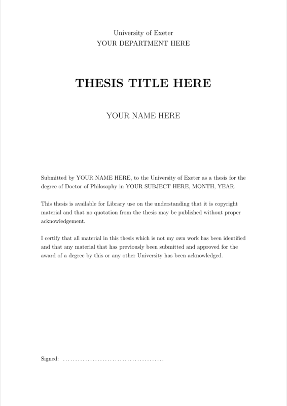 University Of Exeter Thesis preview