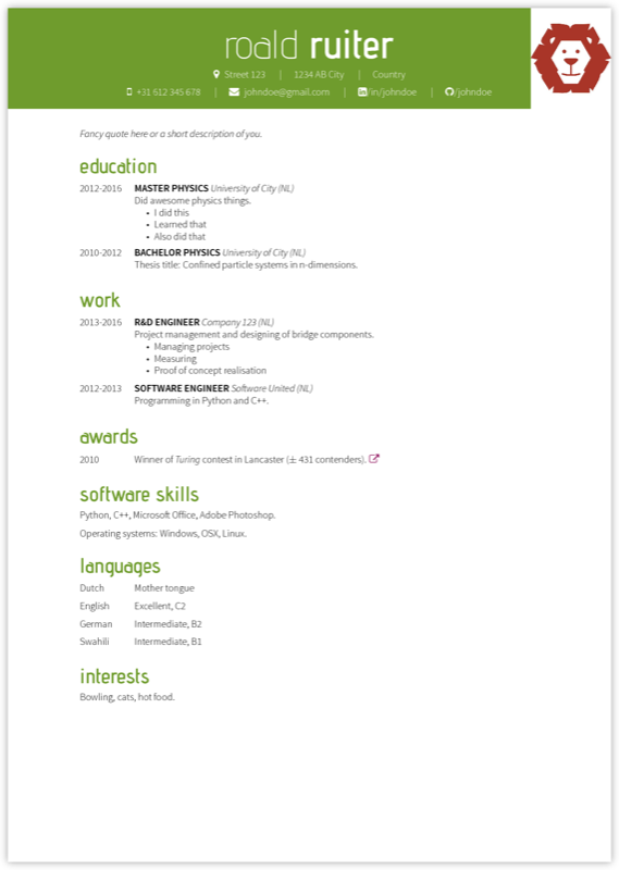 Xelatex Cv Roald preview