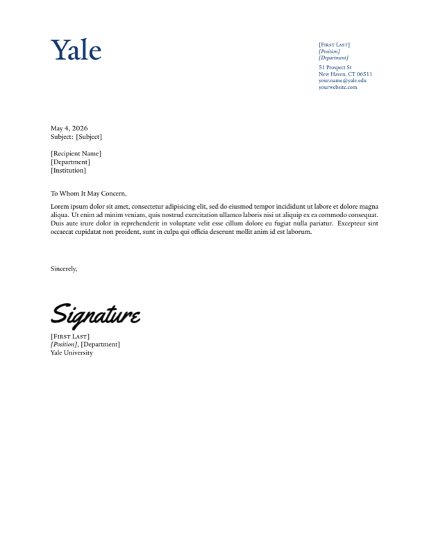 Yale Letterhead preview